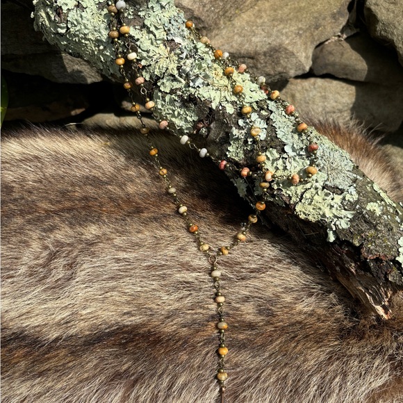 Double stranded Jasper multicolored wine necklace - Picture 4 of 6